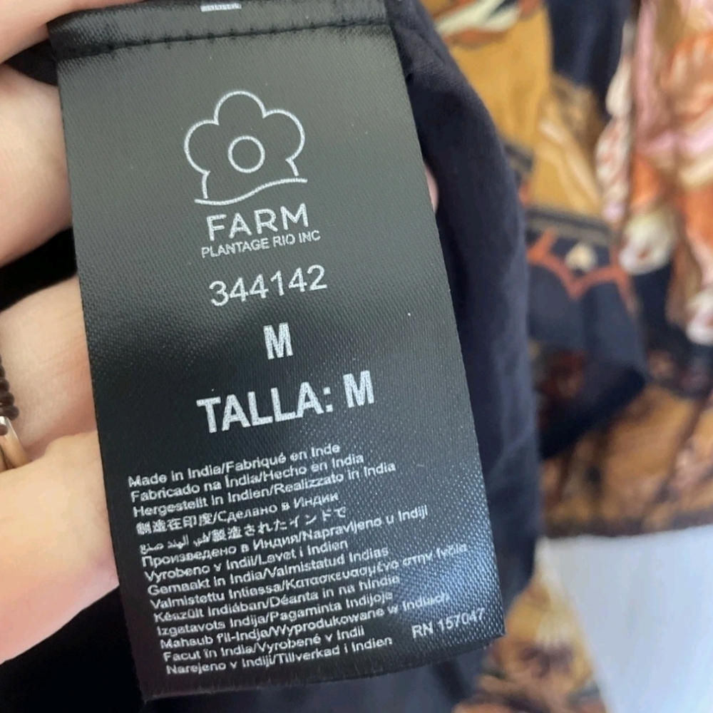 NWT Farm Rio Size Medium Majestic Garden Black Mini Dress Belt - Picture 4 of 14